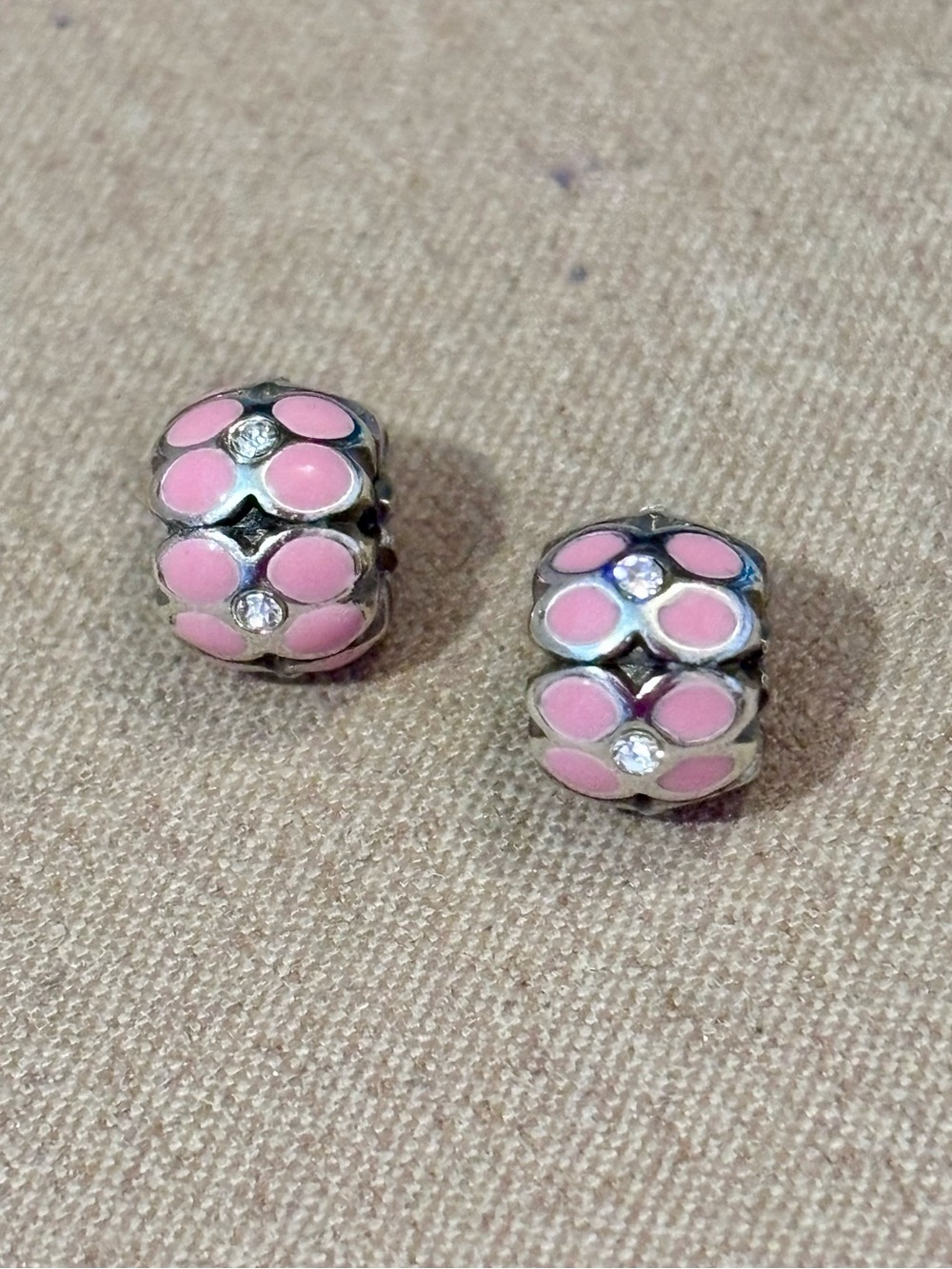 Two 🆕 Brighton Mini Ring of Flower Beads in Pink Crystals Fit MINI holders ONLY